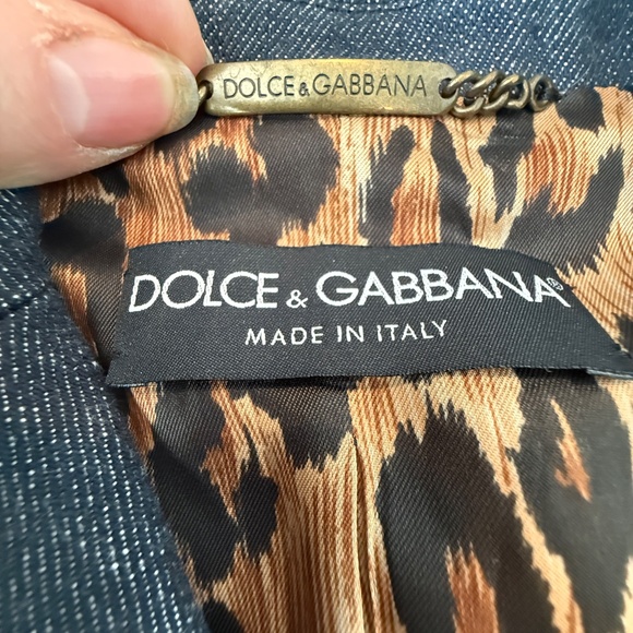 NWOT VTG Dolce & Gabbana Y2K Denim Blazer Leopard Print Womans SZ M - Picture 10 of 17